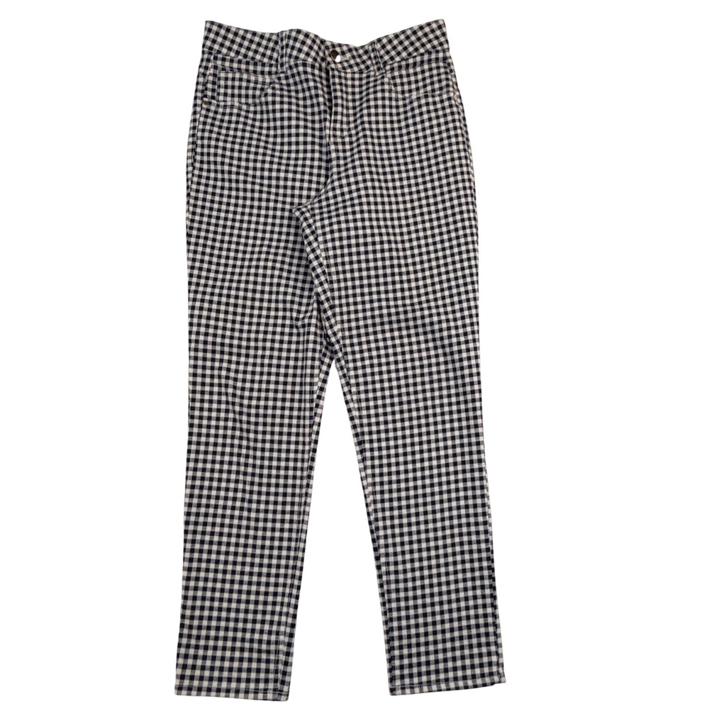 Draper James RSVP Gingham Ankle Pants Navy White Sz 10 Preppy Coastal Chic